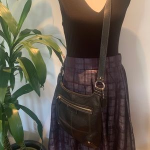 Coach black leather crossbody handbag